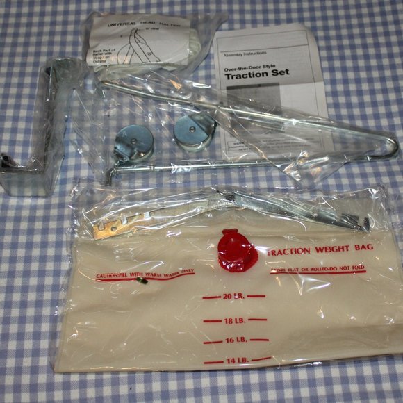 NIB Invacare Neck Back Traction Set Overdoor Cervical Kit 20 lb Weight Bag - Picture 4 of 8